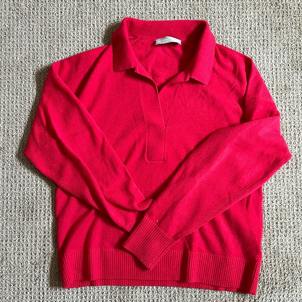 Everlane Cashmere Red Polo Collar Sweater